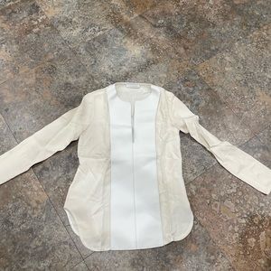 KIMORA LEE SIMMONS GORGEOUS OFF WHITE SHIRT WITH WHITE LEATHER PANEL